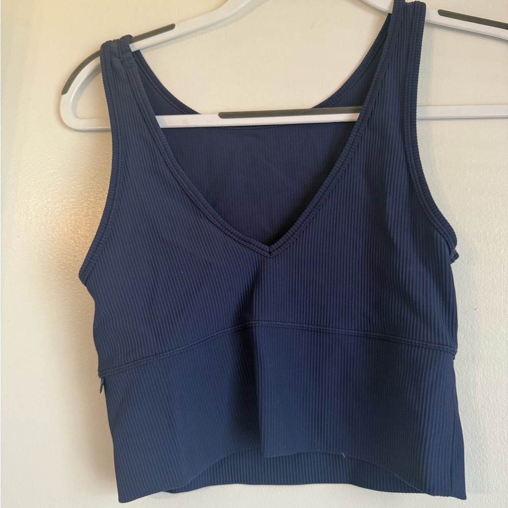 Navy Blue Ribbed Tank Top - Picture 2 of 2